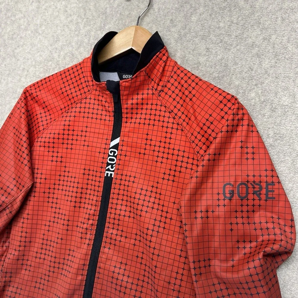 Gore Wear Cycling Jacket Mens Medium Red‎ Black Full Zip Thermal Bike Jersey